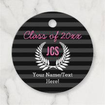 Custom Girls Graduation Party Black Pink Monogram