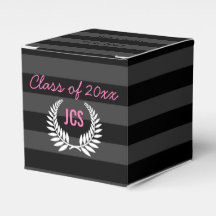 Custom Girls Graduation Party Black Pink Monogram