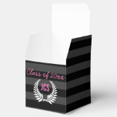 Custom Girls Graduation Party Black Pink Monogram Geschenkschachtel (Geöffnet)