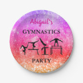 Custom Girls Gymnastik Geburtstag Rainbow Sparkle Pappteller (Vorderseite)