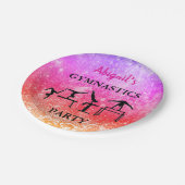 Custom Girls Gymnastik Geburtstag Rainbow Sparkle Pappteller (Schrägansicht)