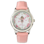 Custom Girls Name Pink Fairy Kids Watch Armbanduhr (Vorderseite)