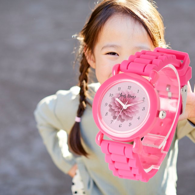 Custom Girls Name Pink Glitter Strap Kids Watch Armbanduhr (Von Creator hochgeladen)