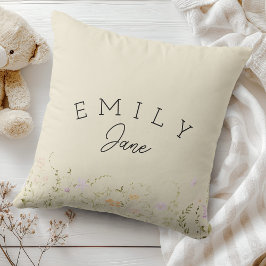 Custom Girls Name Sign Wildflower Nursery Decor Kissen