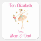 Custom Girls Nutcracker Ballet Weihnachtsgeschenk Quadratischer Aufkleber (Vorderseite)