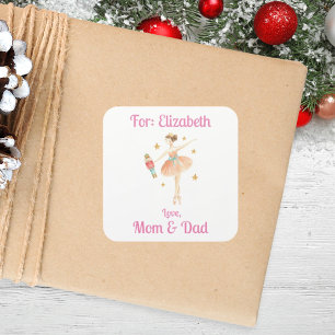 Custom Girls Nutcracker Ballet Weihnachtsgeschenk Quadratischer Aufkleber
