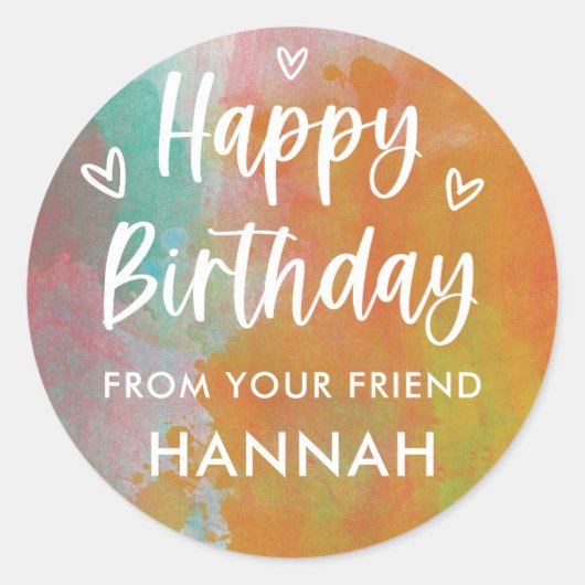 Custom Girls Rainbow Birthday Stickers (Vorderseite)