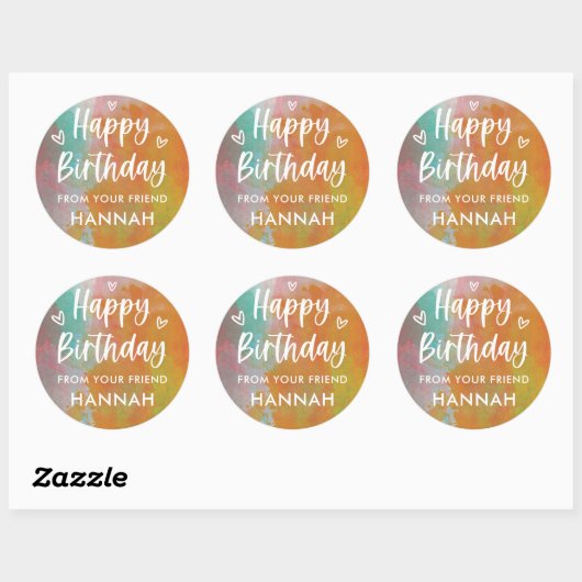 Custom Girls Rainbow Birthday Stickers (Blatt)