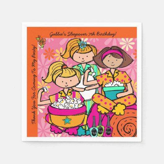 Custom Girls Slumber Party Geburtstagspapier Napki Serviette (Vorderseite)