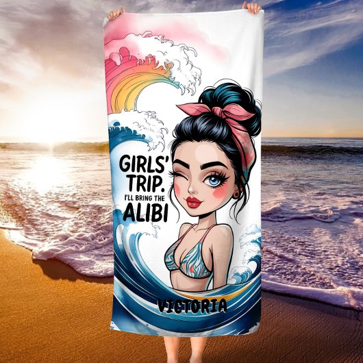 Custom Girls' Trip bringe ich den Alibi Messy Bun Strandtuch