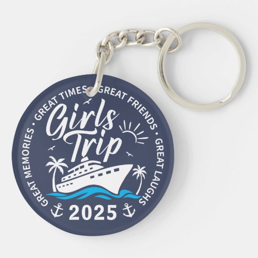 Custom Girls Trip Group Matching Cruise Vacation Schlüsselanhänger (Rückseite)