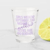Custom Girls Trip Lila Personalisiert Schnapsglas (Vorderseite)