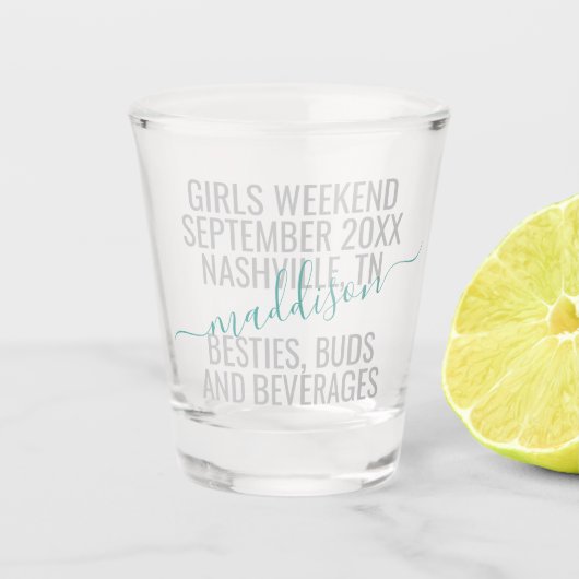 Custom Girls Weekend Friends Trip Personalisiert Schnapsglas (Vorderseite)