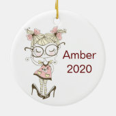 Custom Girls Weihnachten Keramik Ornament (Hinten)
