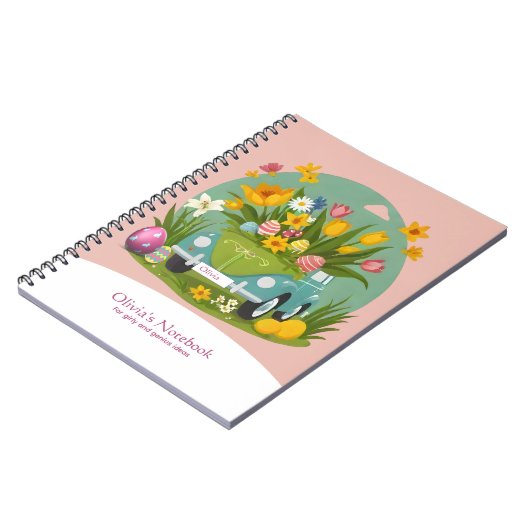 Custom Girly Floral Car Osterthema Notizblock (Linke Seite)