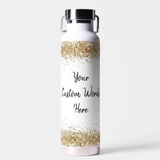 Custom Girly Gold Glitzer Personalisiert Ihre Wort Trinkflasche (Vorne)