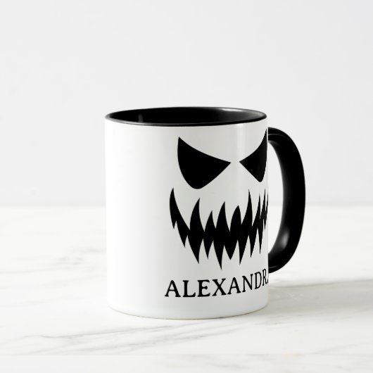 Custom Girly Jack-O-Lantern Pumpkin Halloween Tasse (VorderseiteRechts)