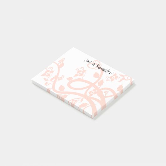 Custom Girly Pink Blume, Reben, Blätter Abstrakt Post-it Klebezettel (angewinkelt)