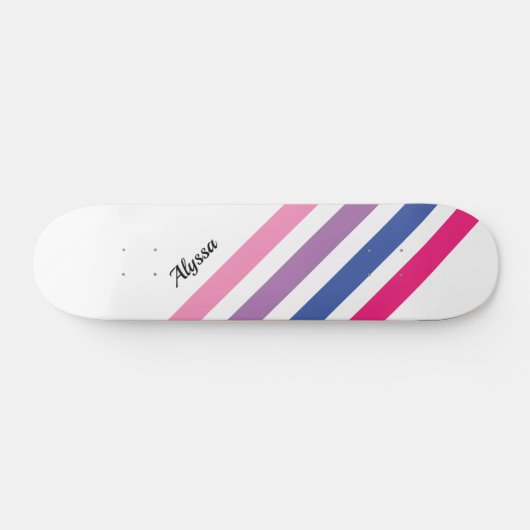 Custom Girly Pink Striping Skateboard (Horizontal)