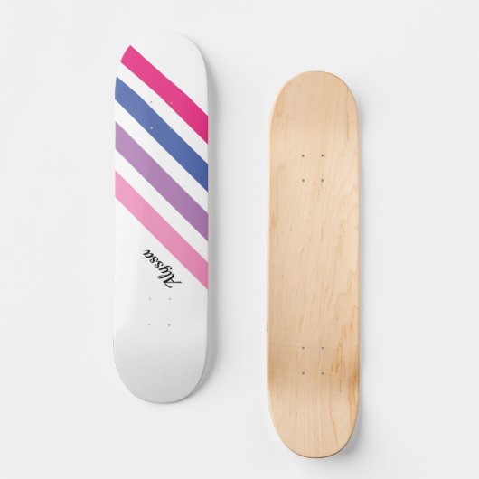 Custom Girly Pink Striping Skateboard (Vorderseite)