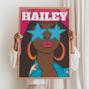 Custom Girly Portrait Preppy Dorm Decke Dunkle Hau Poster