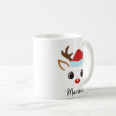 Custom Girly Reindeer Face Coffee Mug  Kaffeetasse (VorderseiteRechts)