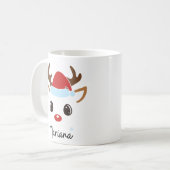 Custom Girly Reindeer Face Coffee Mug  Kaffeetasse (Vorderseite Links)