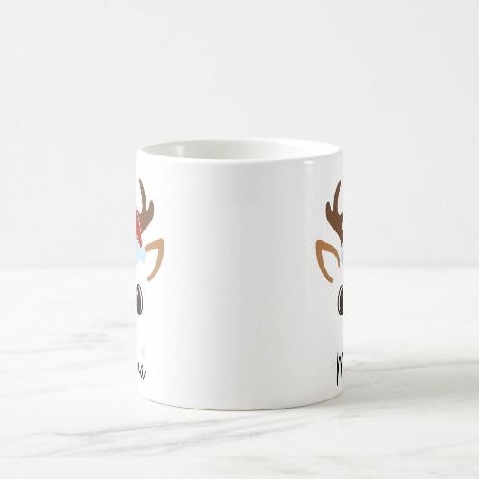 Custom Girly Reindeer Face Coffee Mug  Kaffeetasse (Mittel)