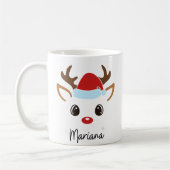 Custom Girly Reindeer Face Coffee Mug  Kaffeetasse (Links)