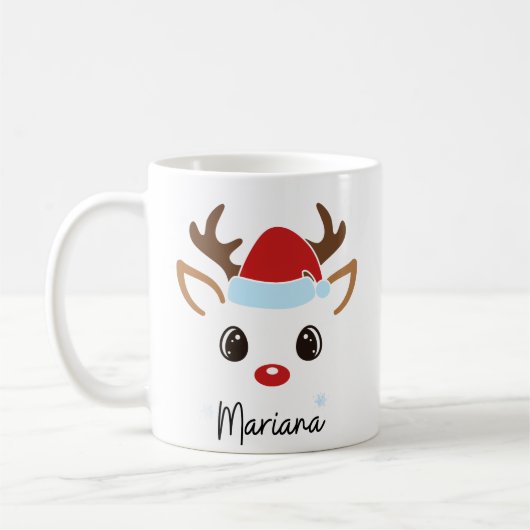 Custom Girly Reindeer Face Coffee Mug  Kaffeetasse (Links)