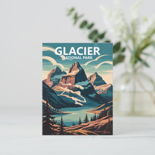 Custom Glacier National Park Retro WPA Reisen Postkarte (Stehend Vorderseite)
