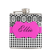 Custom Glam Black und White Flachmann (Vorderseite)