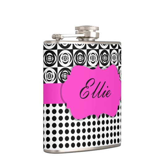 Custom Glam Black und White Flachmann (Rechts)