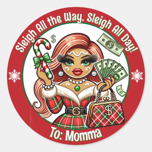 Custom Glam Diva Gingerbread Weihnachtsgeschenke T Runder Aufkleber (Vorderseite)