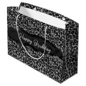 Custom Glam Leopard Print Birthday Große Geschenktüte (Rückseite Schrägansicht)