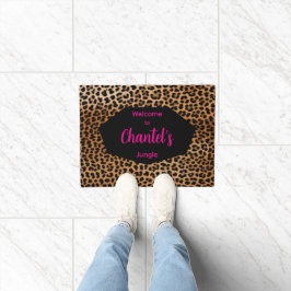 Custom Glamoratti Leopard Print Welcome rug Fußmatte