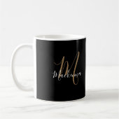 Custom Glamour Black Gold Monogram Name Elegant Kaffeetasse (Links)