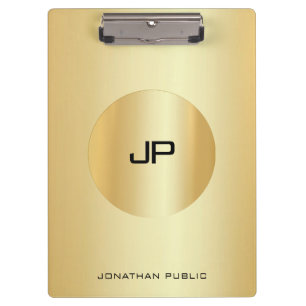 Custom Glamour Gold Look Elegante Monogram Modern Klemmbrett