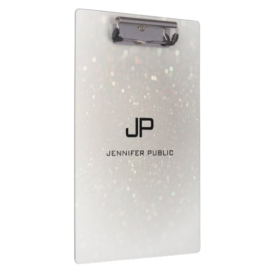 Custom Glamour Modernes Mit Monogramm Elegantes Klemmbrett (Rechts)