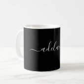 Custom Glamour Schwarz-weiß Monogram Name Elegant Kaffeetasse (Vorderseite Links)
