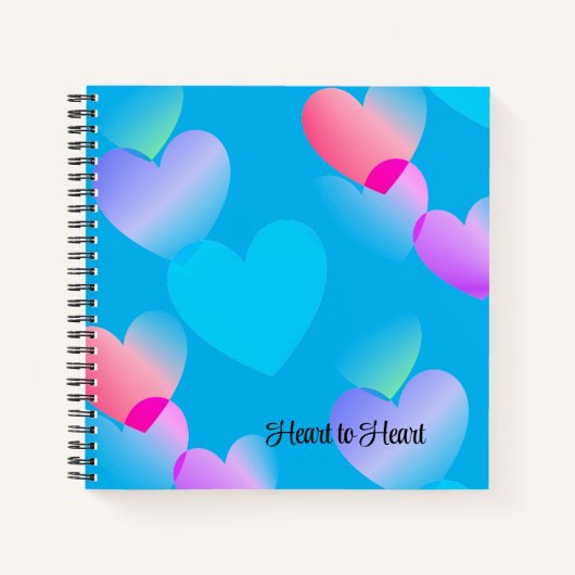Custom Gliding Blue "Heart to Heart" Journal Notizblock (Vorderseite)