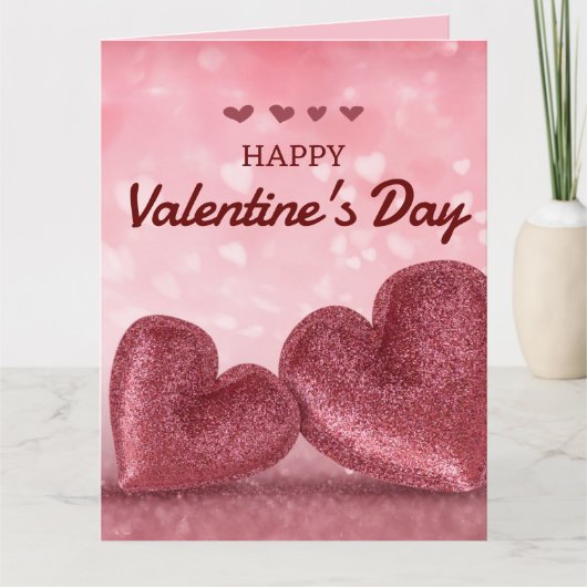 Custom Glittering Lila Heart Shiny Valentine Karte (Vorderseite)