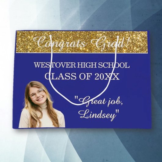 Custom Glitz! Personalized Graduation  Große Geschenktüte