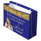 Custom Glitz! Personalized Graduation  Große Geschenktüte (Vorderseite Schrägansicht)