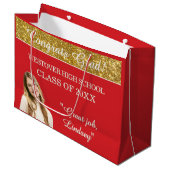 Custom Glitz! Personalized Graduation  Large Gift Große Geschenktüte (Vorderseite Schrägansicht)