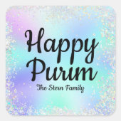 Custom Glitzer Pastel Juwish Happy Purim Quadratischer Aufkleber (Vorderseite)