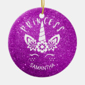 Custom Glitzer Unicorn Princess Weihnachten Keramik Ornament (Vorne)