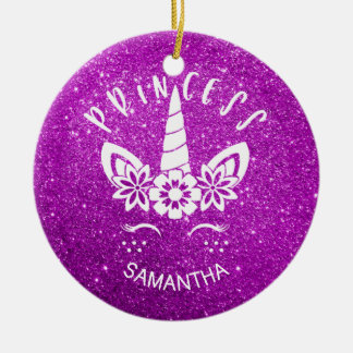 Custom Glitzer Unicorn Princess Weihnachten Keramik Ornament