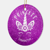 Custom Glitzer Unicorn Princess Weihnachten Keramik Ornament (Links)