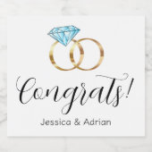 Custom Glückwunschs Diamond Wedding Rings Verlobun Schaumweinetikett (Einzelnes Label)